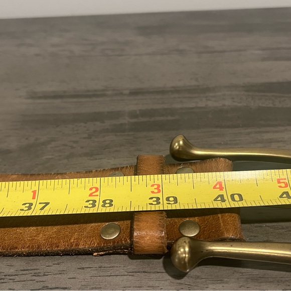 Linea Pelle Leather Studded Belt - Brown / Bronze w/ Gold Buckle - Size Medium - Picture 8 of 9